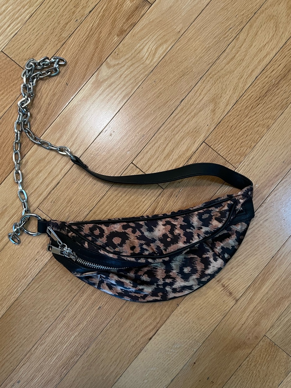 Zara Leopard Print Crossbody Bag - Black & Brown